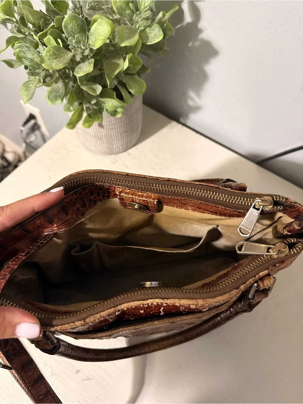 Brahmin croc embossed